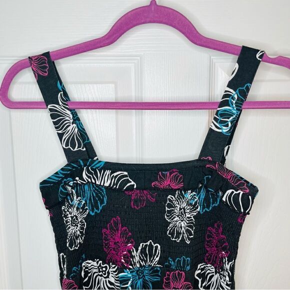 So Floral Strappy Ruffle Tiered Sun Dress Maxi Smocked Bodice Black Girls 16 - Picture 3 of 10